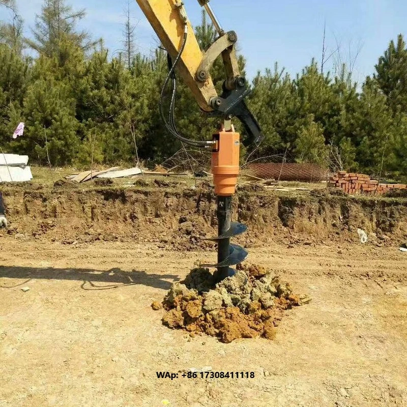 TIEJIA Hydraulic Earth Auger Drill Excavator Attachment with Helical Pile Auger Driver Auger Bits for Construction