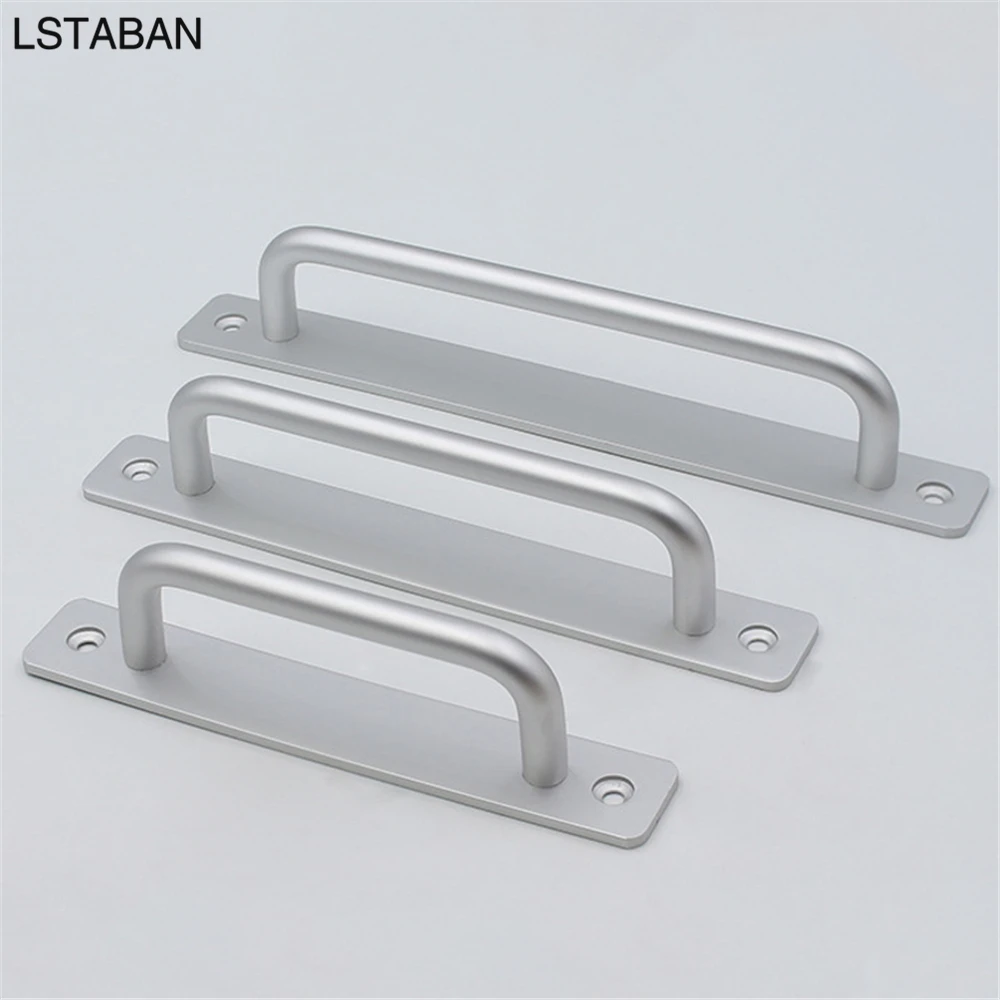 Aluminium Alloy Punch-free Furniture Cabinet Handle Sliding Barn Door Handle Pull And Flush Hardware Set Wood Door Drawer Handle