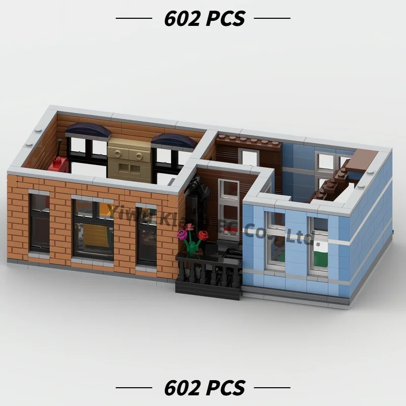 602pcs MOC City Street View Detective Office Building Blocks for LEGO 10246 Modular Apartment House Bricks Architecture Model