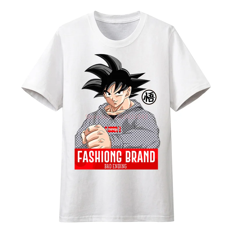 T-Shirt à Manches Courtes Dragon Ball Son Goku pour Homme, Vêtement à Motif Vegeta Majin Buu, en Coton, à la Mode, pour Couple