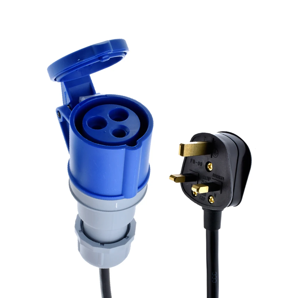 

Вилка BS1363 из Великобритании к шнурам питания IEC309 332C6, 13 А, кабель IP44, H05VV-F 1,5 мм, вилка 332P6 в розетку BS136,5 м