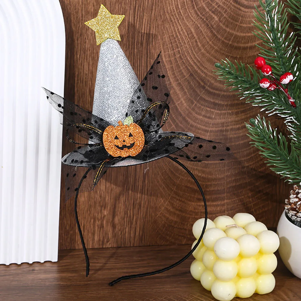 Halloween Headdress With Hat Lace Headband Pumpkin Funny Decoration Hairband Hair Accessories Festival Performance Ornaments