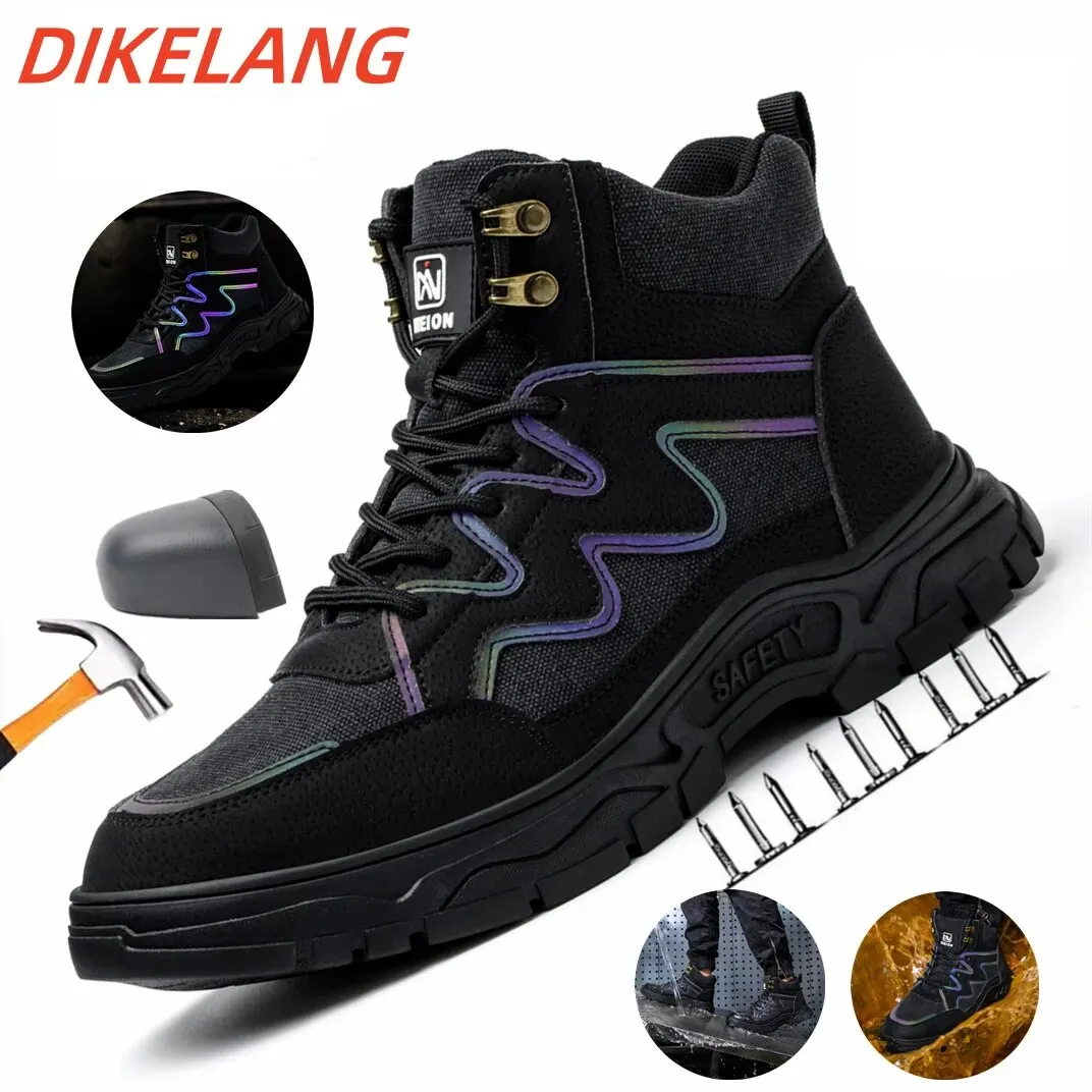 Security Boots Safety Shoes Men Work Sneakers Indestructible Shoes Puncture-Proof Protective Shoes Work Boots Steel Toe