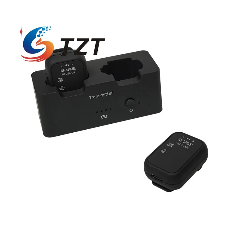 TZT WP-12 2.4GHz 무선 인이어 모니터 전송 시스템 충전 슬롯 포함 하나의 송신기 두 개의 수신기