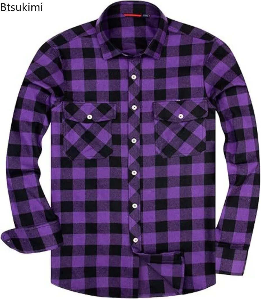 

Новая мужская клетчатая рубашка в корейском стиле с двойным карманом, повседневная рубашка, весенне-осенняя одежда, удобные дышащие мужские модные топы