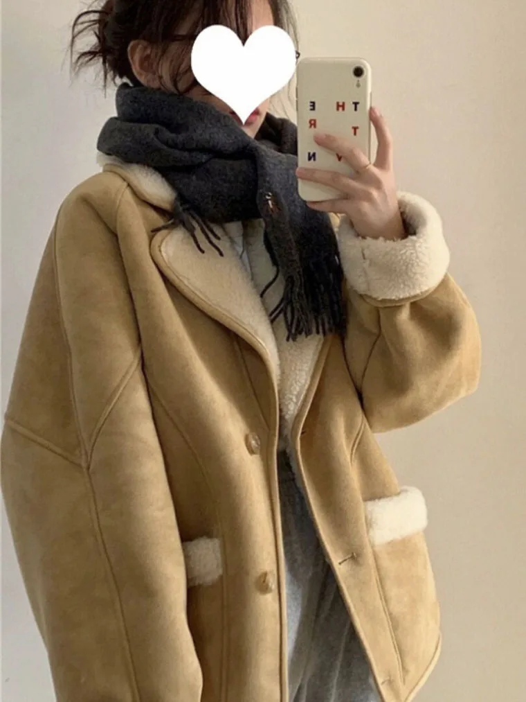 Autumn Winter Warm thick Coats Women\'s Stylish Jackets Fur Integrated Motorcycle Jackets Thickened Lamb Wool Quilted Short Coat