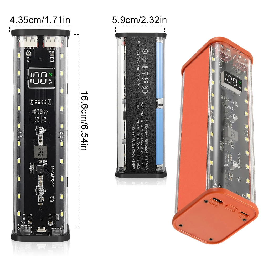 18650 DIY Power Bank Case 8 X 18650 Szybkie ładowanie Uchwyt Powerbank PD20W Podwójny pojemnik na baterie USB do telefonu komórkowego Uniwersalny