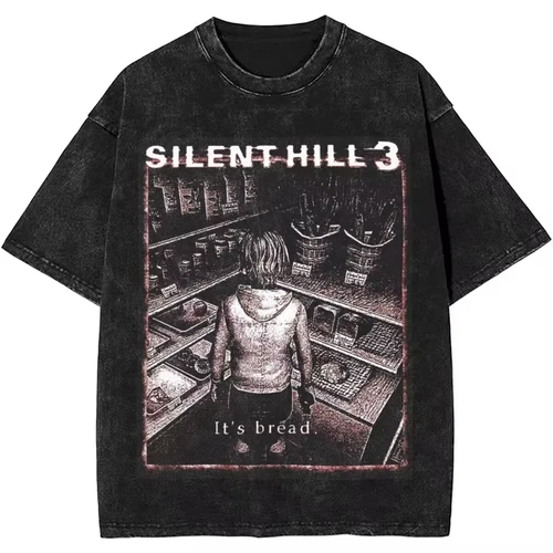 Silent Hill 3 2 4 camiseta lavada ropa de calle Hip Hop camisetas de moda hombres mujeres algodón de gran tamaño verano Heather novedad Vintage Tops