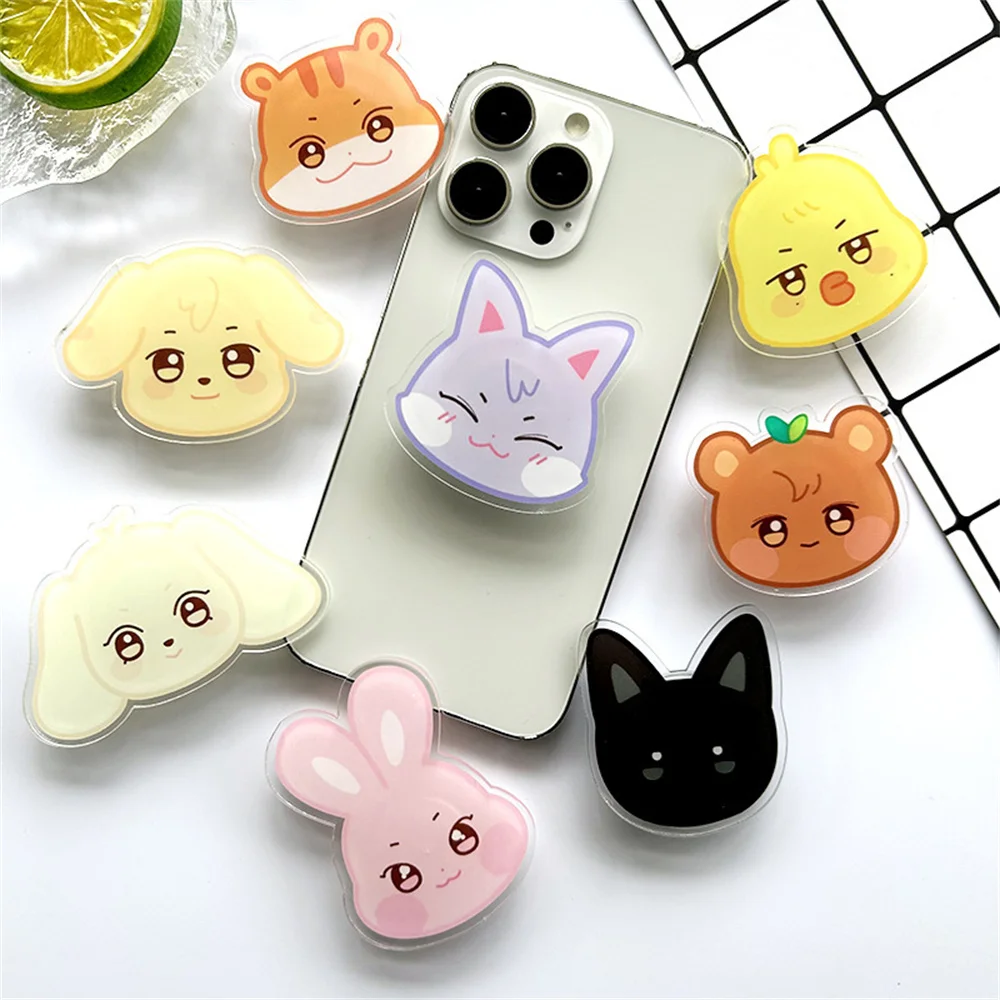 Kpop ATEEZ Phone Holder Kawaii Stretchable Phone Stand ANITEEZ Cartoon Self-adhesive Hongjoong Yunho San Mingi Cellphone Mount