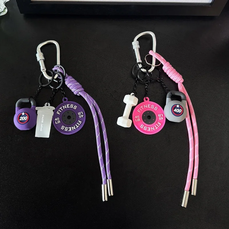Sports Fitness Bag Pendant Mini Dumbbell Water Cup Keychain Camera Mobile Phone Backpack Accessories For Men Women Y2k Fashion