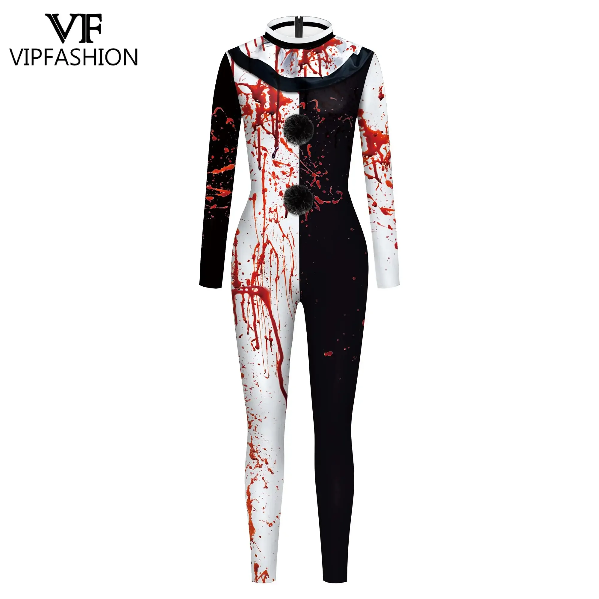 VIP FASHION Blood Clown Costume Halloween Full Bodysuit Fancy Family Matching Outfit Zentai Catsuit Movie Scary Cosplay Jumpsuit view 5