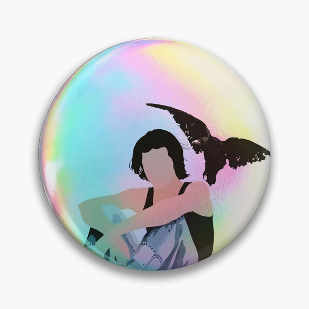 Kid Krow Pin Holographic Star Heart Pin Brooches Laminated Button Fashion Accessory