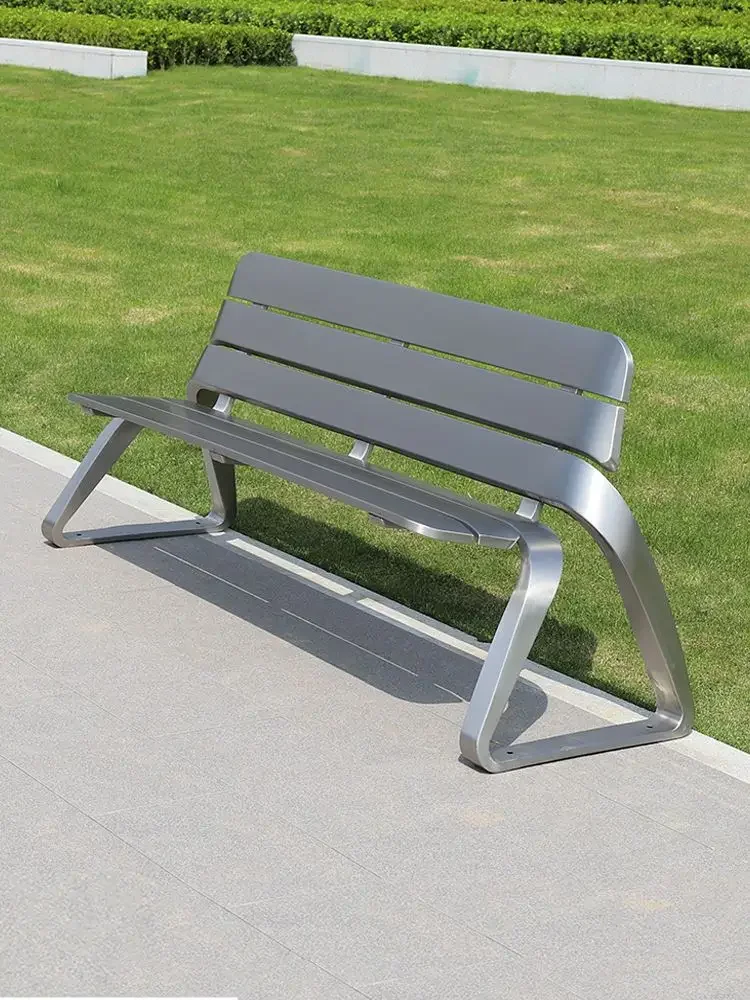 Park chair outdoor bench courtyard stainless steel seat square wrought iron leisure seat community outdoor anti-corrosion bench