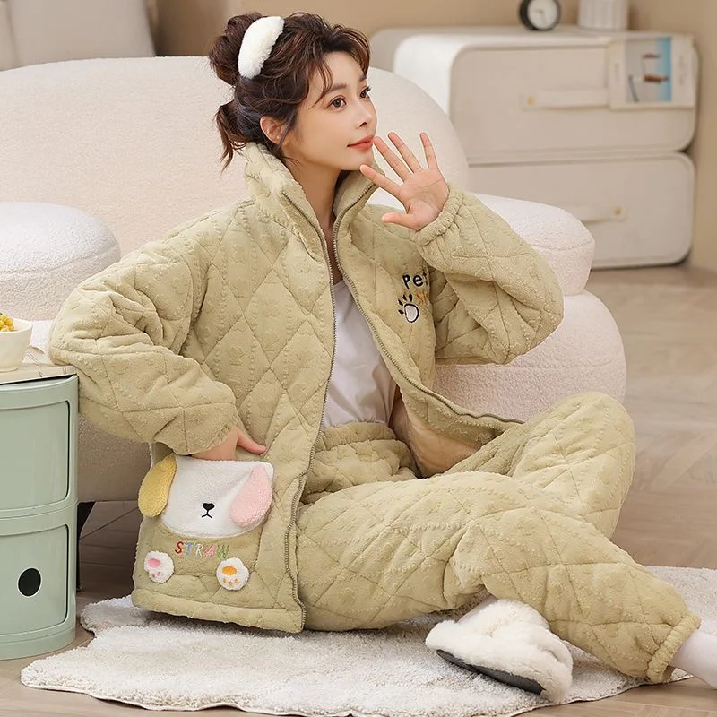 

Pajama Sets Moon Women Spring Flannel Lovely Print Pajamas Garden Morning Homeclothes Button Front Tie Sleeveless Cropped Pants