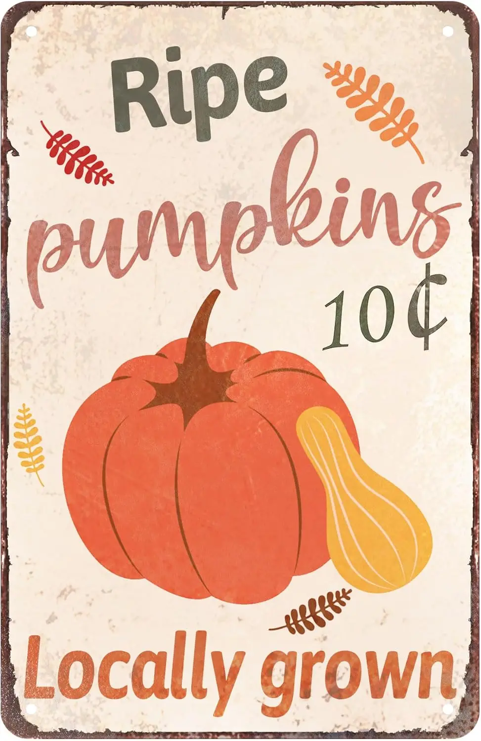 10 Cent Ripe Pumpkins Locally Grown Retro Vintage Kitchen Signs Farm Farmhouse Decorative Country Home Decor Rustic Style B sign