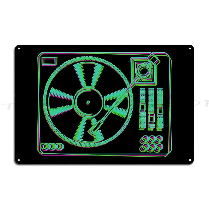 Vintage DJ Turntable With Floral Scrolls Ornament Play Vinyl Metal Plaque Club Bar Living Room Printing Iron   Tin Sign Poster