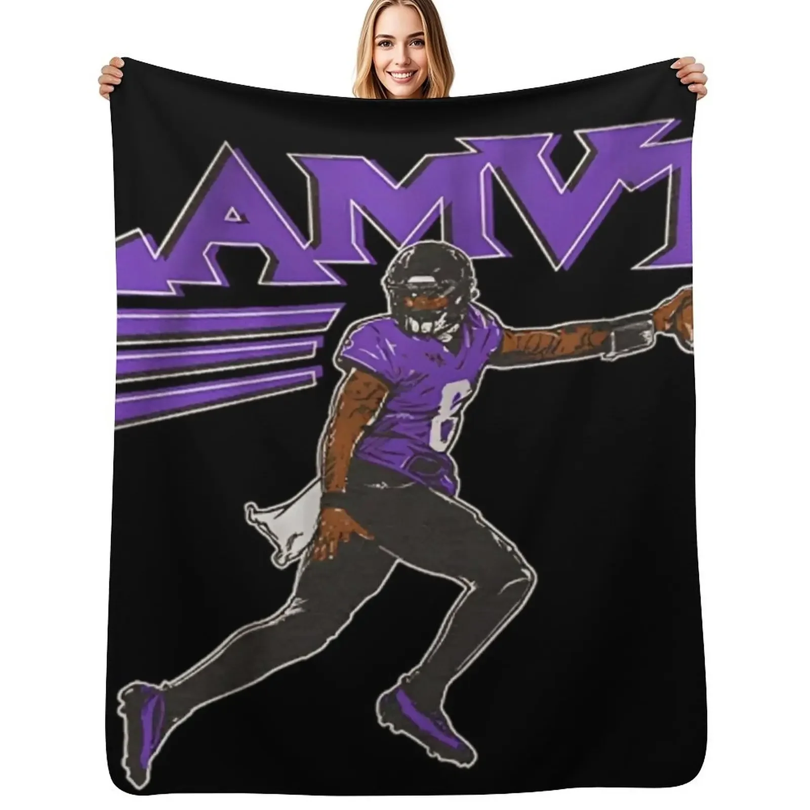 

Lamar Jackson MVP Throw Blanket blankets ands Beautifuls bed plaid Blanket