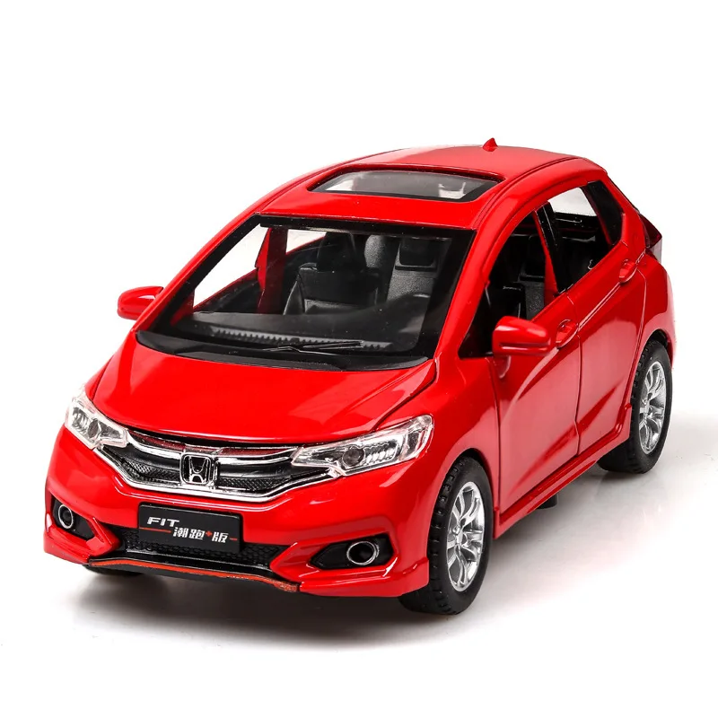 1:32 Honda Fit  Alloy Car Model Metal Diecasts & Toy Vehicles Doors Can Be Opened Light And Sound Pull Back Model For kids A106