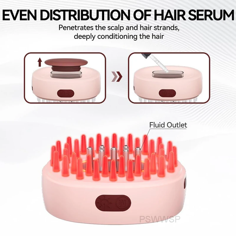 ‌Anti Hair Loss Light Therapy Hair Growth Device 7 Color Vibrating Scalp Massage Comb with Oil Applicator & Scalp Brush