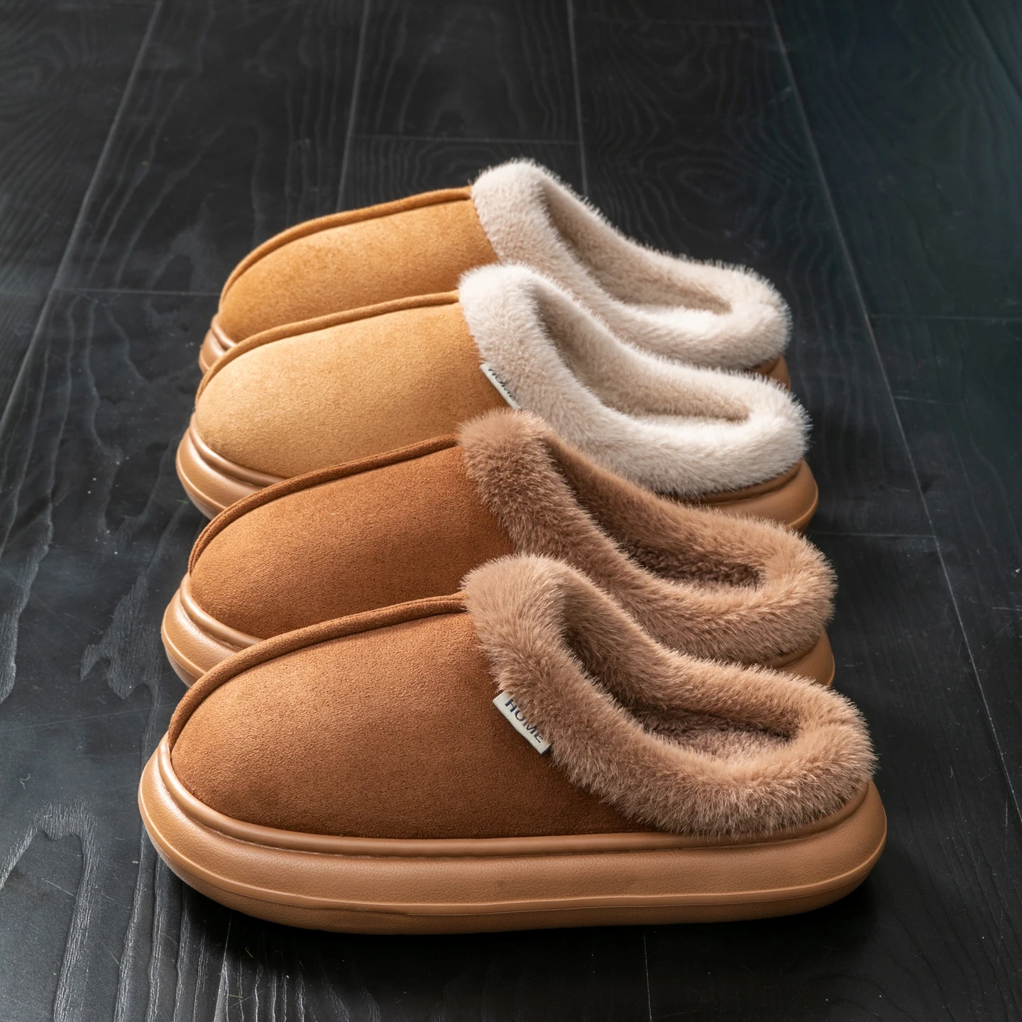 Men's Warm Non-Slip Slippers, Plush Fleece Lined Fuzzy House Shoes with Thick Sole for Indoor Home Use in Fall/Winter image 4