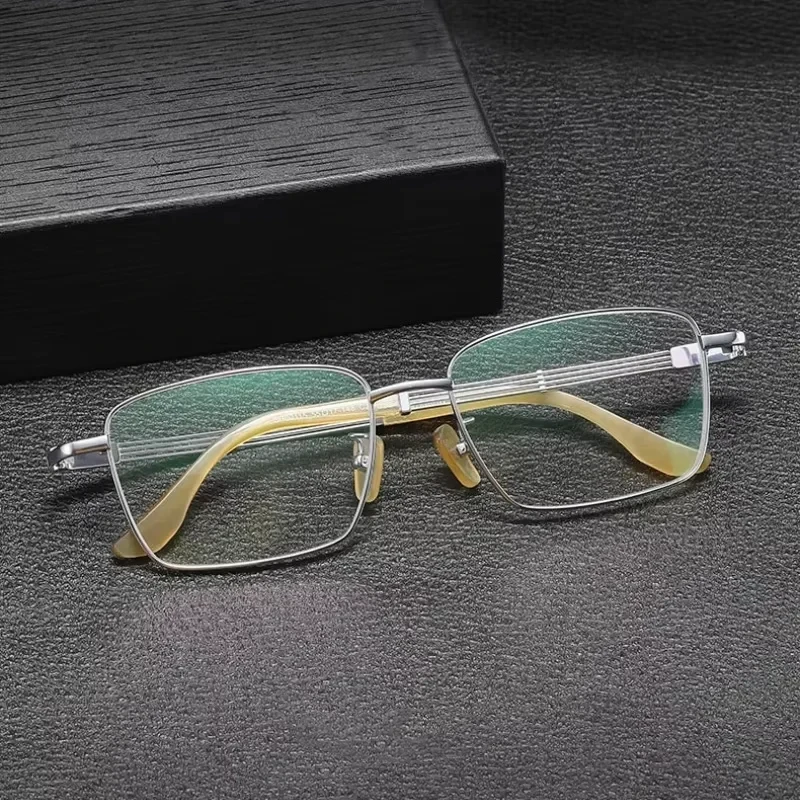 KIZN 150 مللي متر تصميم العلامة التجارية نظارات الرجال التيتانيوم النقي النظارات وصفة طبية العدسات البصرية الذكور خفيفة الوزن للغاية إطار مرن