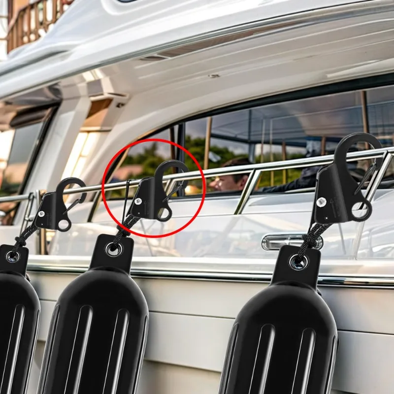 Black Stainless Steel 304 Quick Thread Rope Hook, Fender Spring Hook Adjustable Sliding Boat Anchor Hook