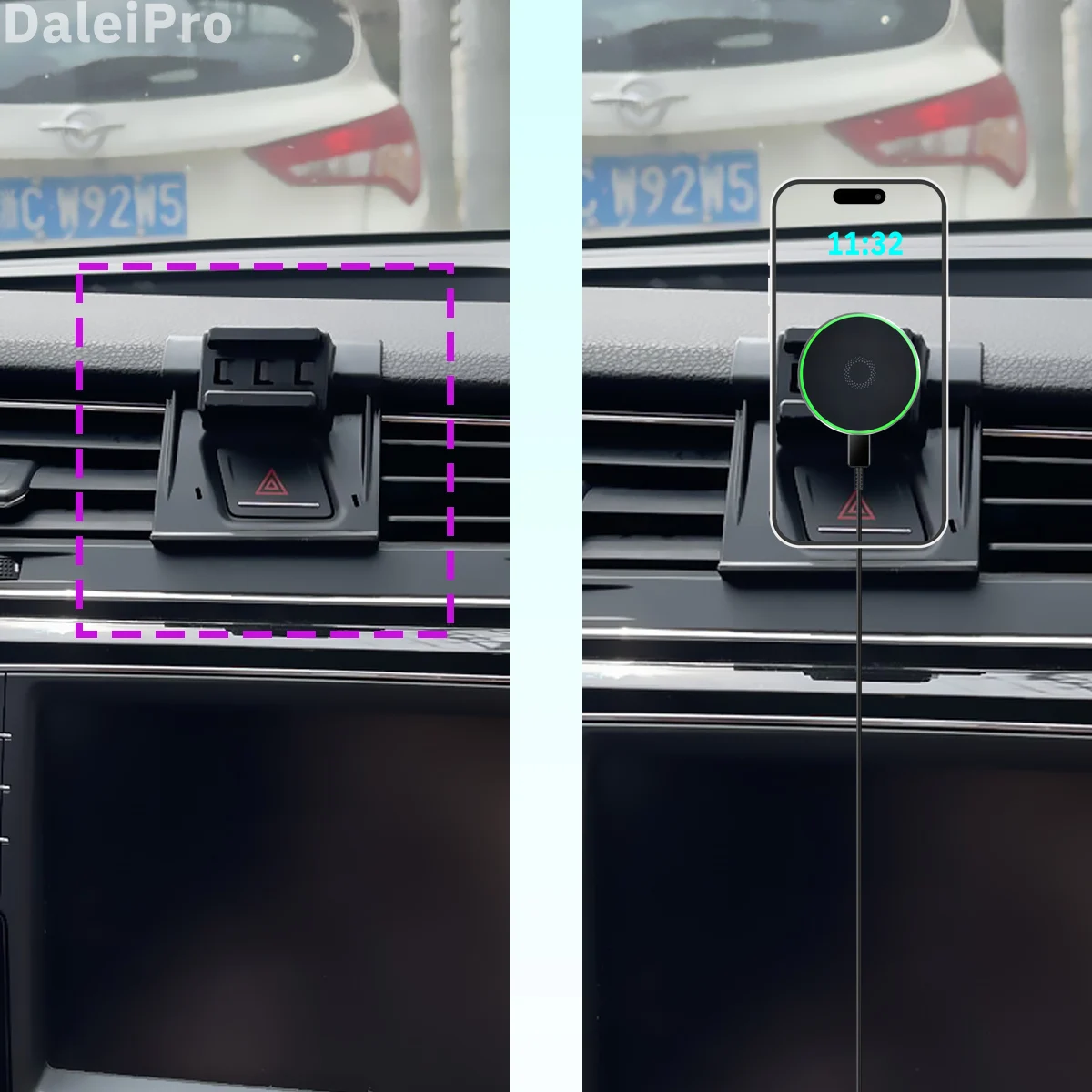 Designed for Volkswagen VW Touran 2016-2023 Phone Holder Car Magnetic Mount Smart Sensing Wireless Charging One-Touch Release Qi