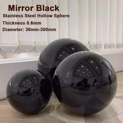 Mirror Black Stainless Steel Rotundity Decorative Sphere Thickness 0.6mm Durable Ball for Store Display Decor and Christmas Even