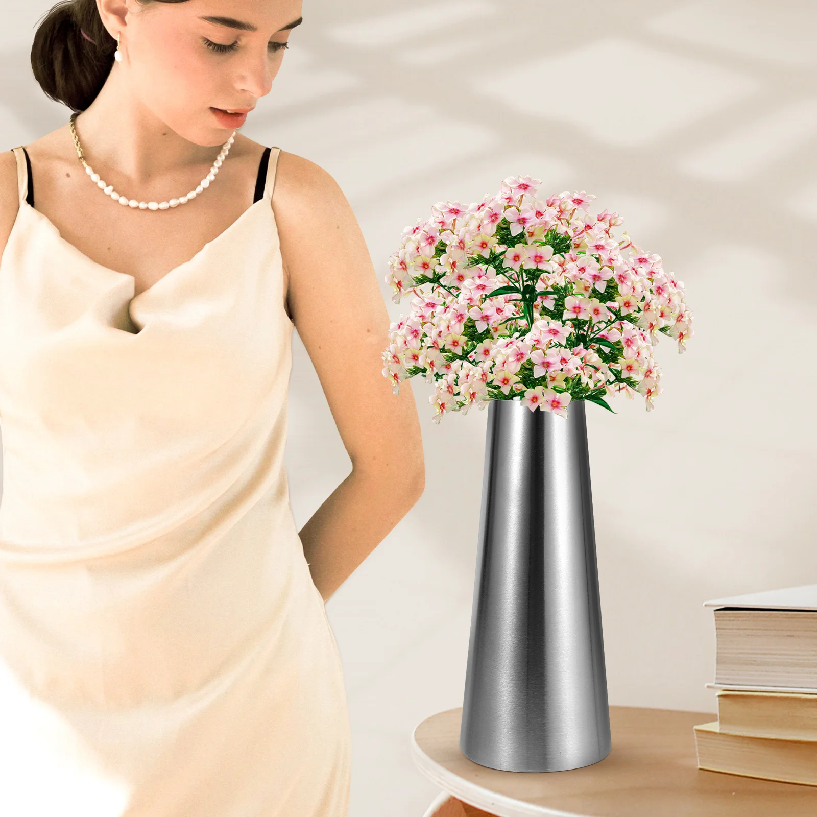 

Metal Flower Vase Stainless Steel Planter Desktop Flower Plant Vase Bedroom Decoration Stainless Steel Planter