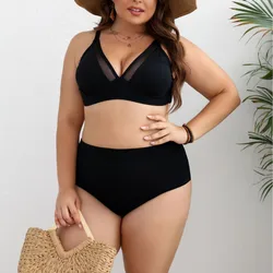 Sexy Big Size Bikini Set 2025 Plus Size Swimwear Women High Waist Two Piece Swimsuit Bath Suits Beachwear Swimming Suit Monokini
