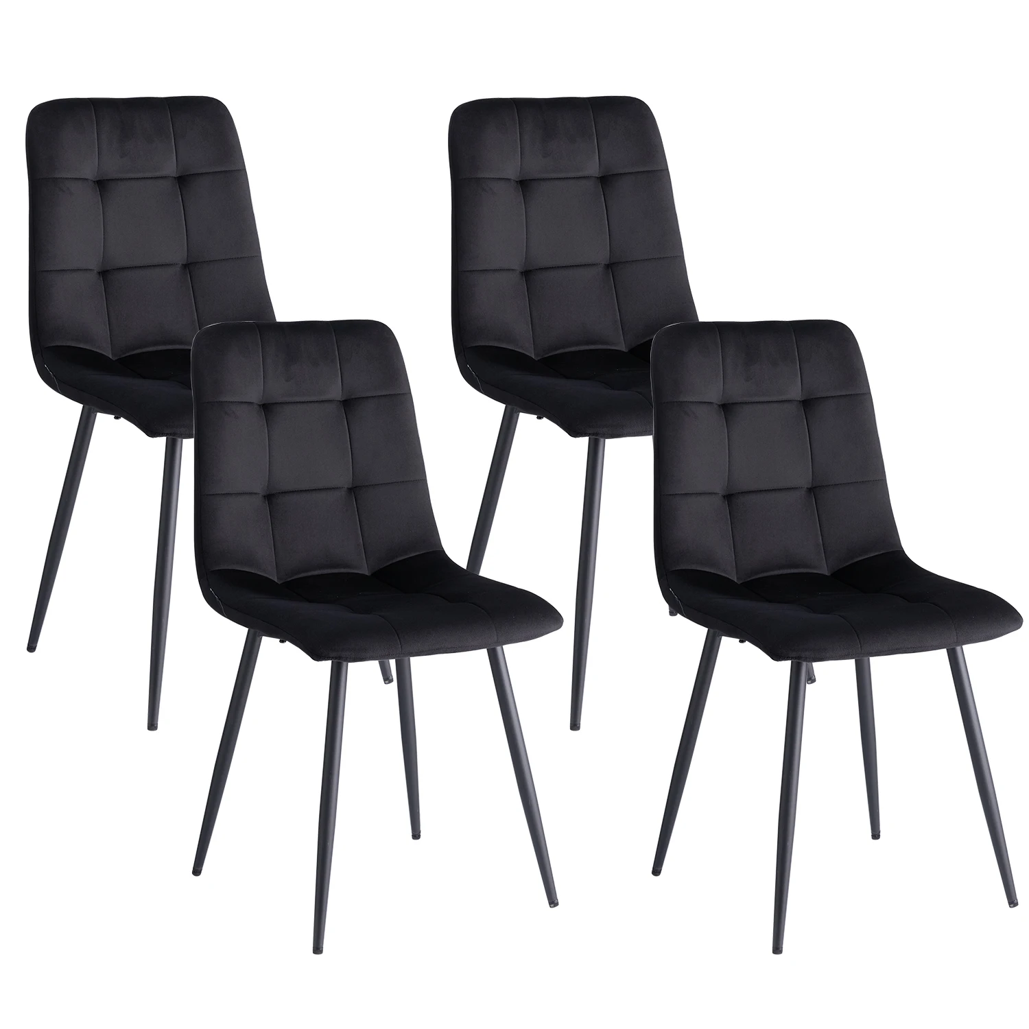 GrandCA HOME 2/4/6 Stuks Moderne Fluwelen Eetkamerstoelen Gevoerde Zitting Scandinavische Minimalistische Stoel Voor Keuken Woon-/Eetkamer Restaurant