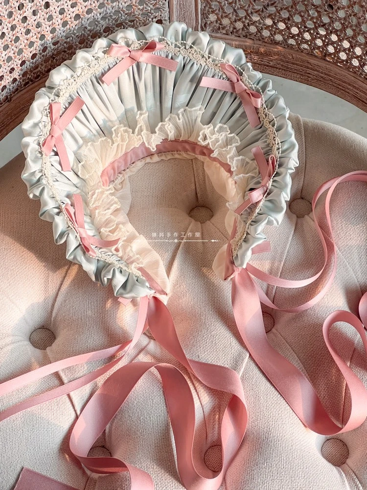 Оригинальный дизайн Лента Лолита Розовый Зеленый Ponette Hand-Made Mini BNT Hat