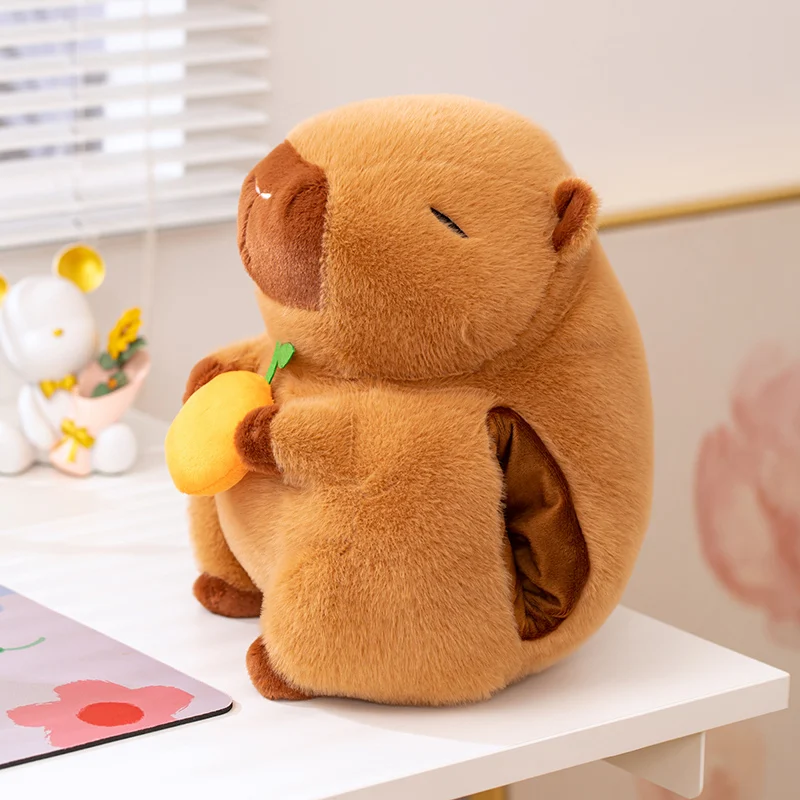 1pc 33cm adorável capivara mochila de pelúcia kawaii animal capivara mão mais quente travesseiro recheado macio para o presente dos namorados