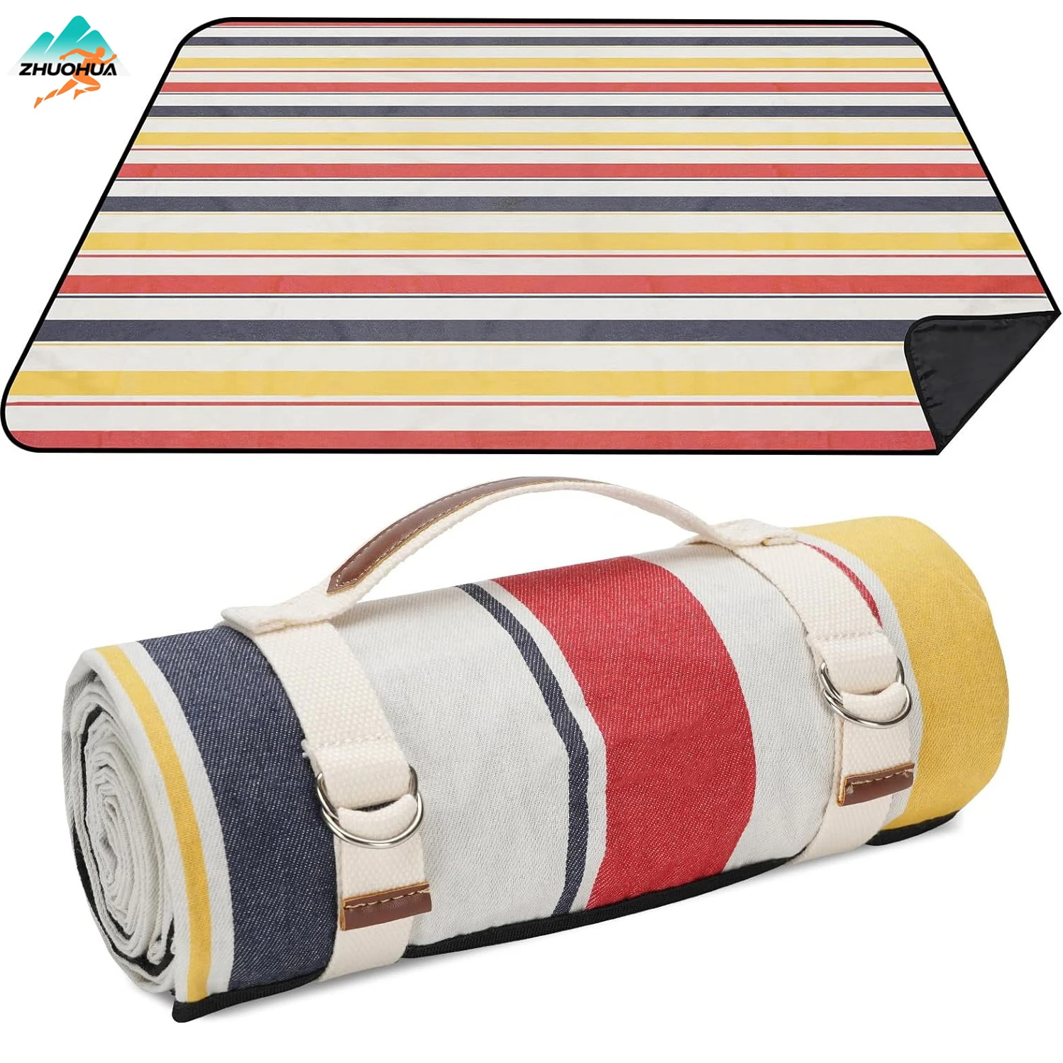 

ZHUOHUA Picnic Blanket Waterproof, Beach Portable with Carry Strap Outdoor Camping Party,Large SandProof for Wet Grass Hiking