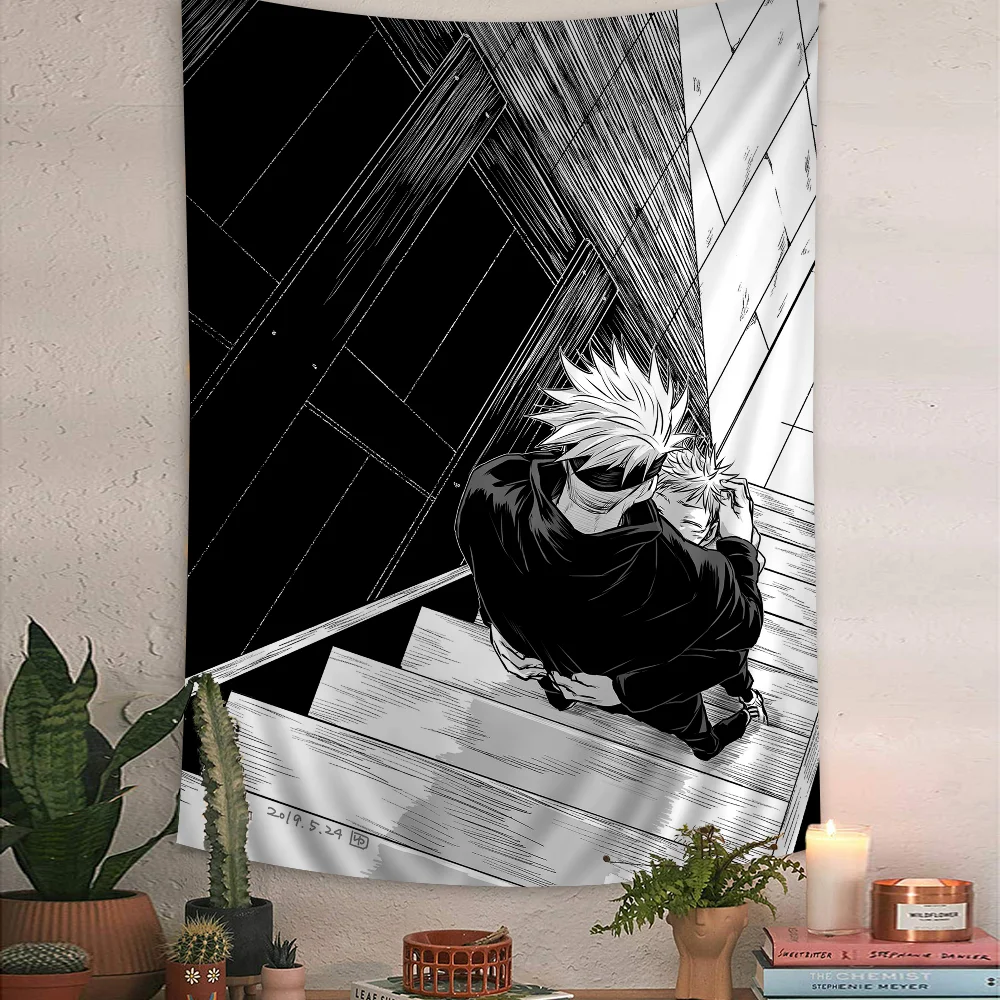 Satoru Gojo Cartoon Tapestry Home Decoration Hippie Bohemian Decoration Divination Home Decor