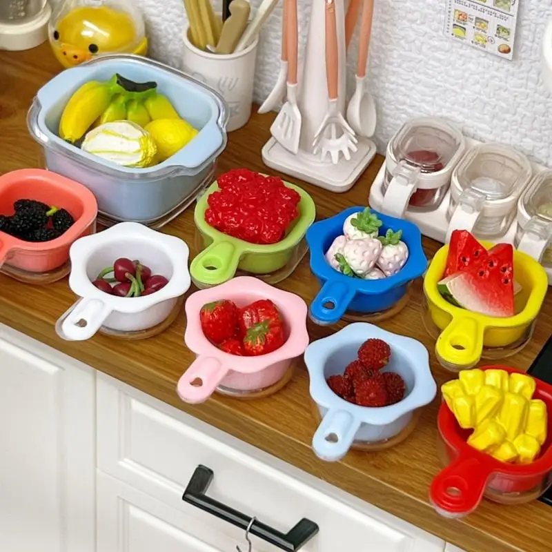 Mini panier de drainage simulé, lot de 4 pièces, accessoire de lavage de fruits et légumes pour maison de poupée, pour ornement de micro-paysage