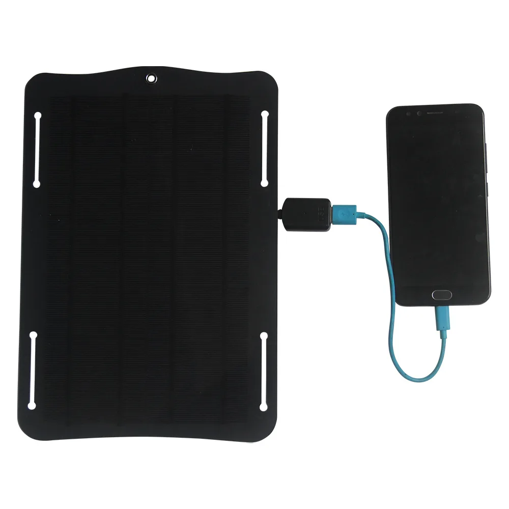 20W 5V Solar Panel Charger Portable Phone Solar Charger for Outdoor Emergency Solar Battery Panel Kit with USB Output Black