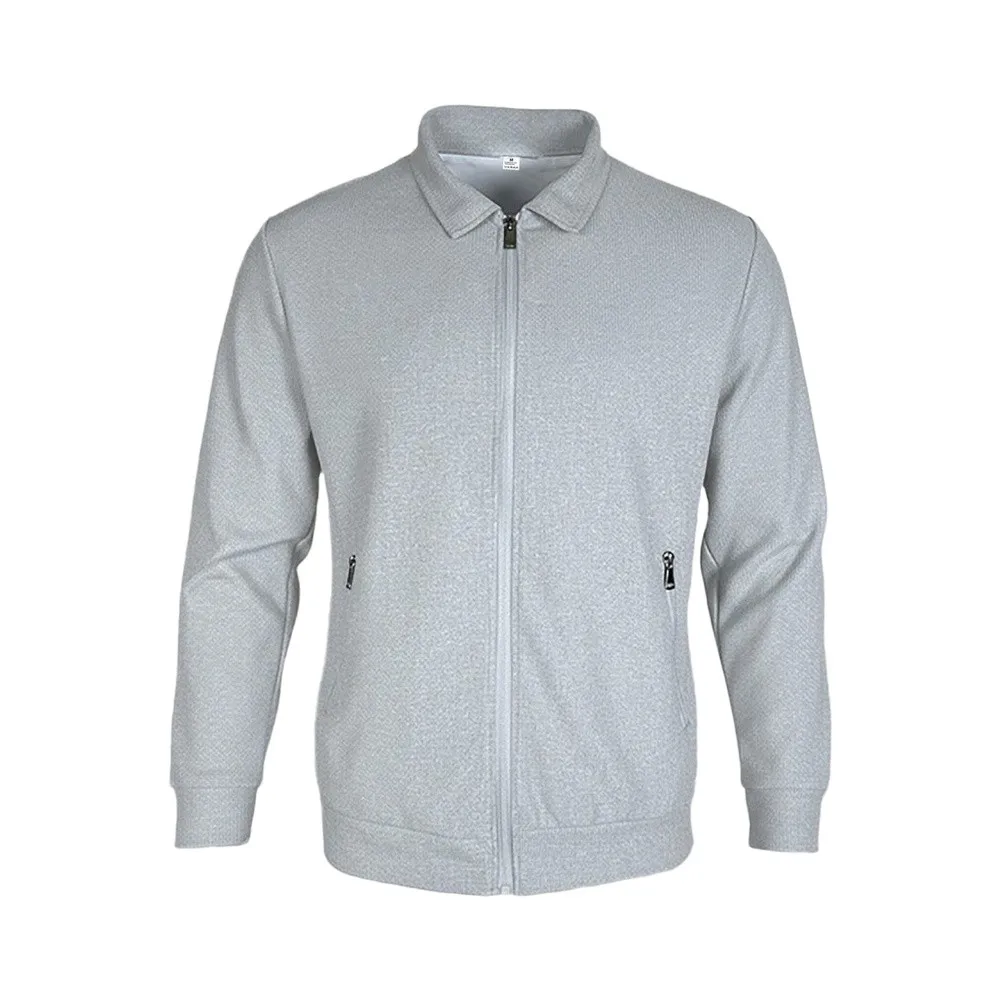 Men's Winter Jacket for Cold Weather Long Sleeve Solid Color Outerwear with Zipper Pockets Regular Fit Polyester Coat