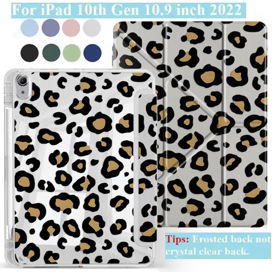 

Чехол для планшета iPad Pro 11-го, 7-го поколения, Air 1, 2, 4, 5, Pro 10-го, 9-го, 8-го поколения, Mini 6, 7, Air M3, M4, M2, с держателем, роскошный, с леопардовым принтом