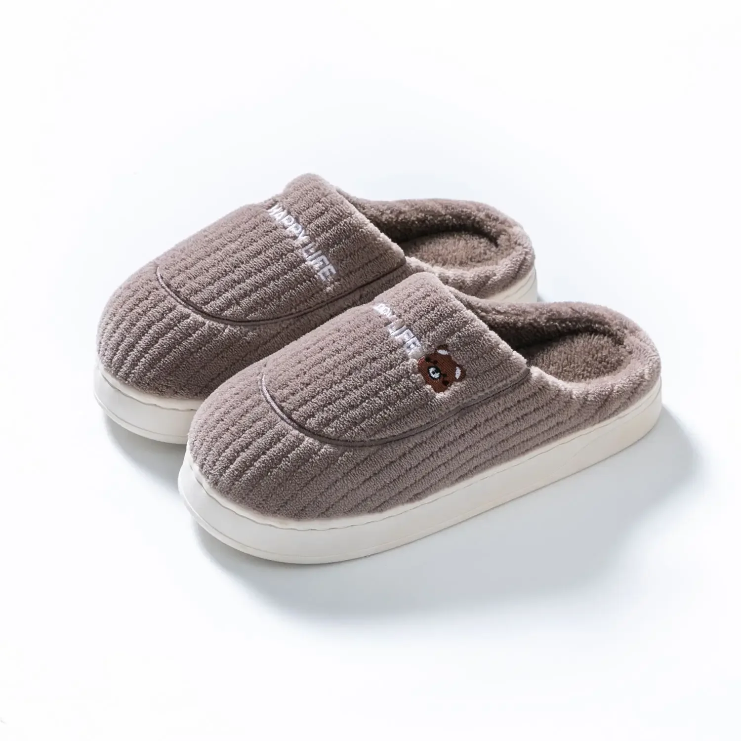 Fleece Cotton Slippers Home Cotton Mop Autumn Winter Indoor Household Non-slip Slippers Men's Women's Office Warm Cotton Shoes