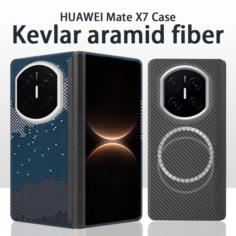 

Чехол для Huawei Mate X7 Magsafe, настоящий карбоновый чехол, складной чехол из магнитного арамидного волокна для Huawei Mate X7 Carbon Case Capa