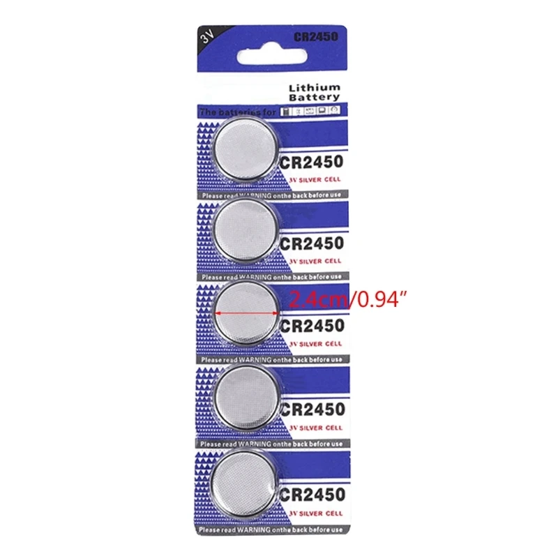 Pack of 5pc/10pc CR2450 Button Coin Cells Batteries CR2450 3V Lithium Battery for Watches, Calculators, and More Drop Shipping