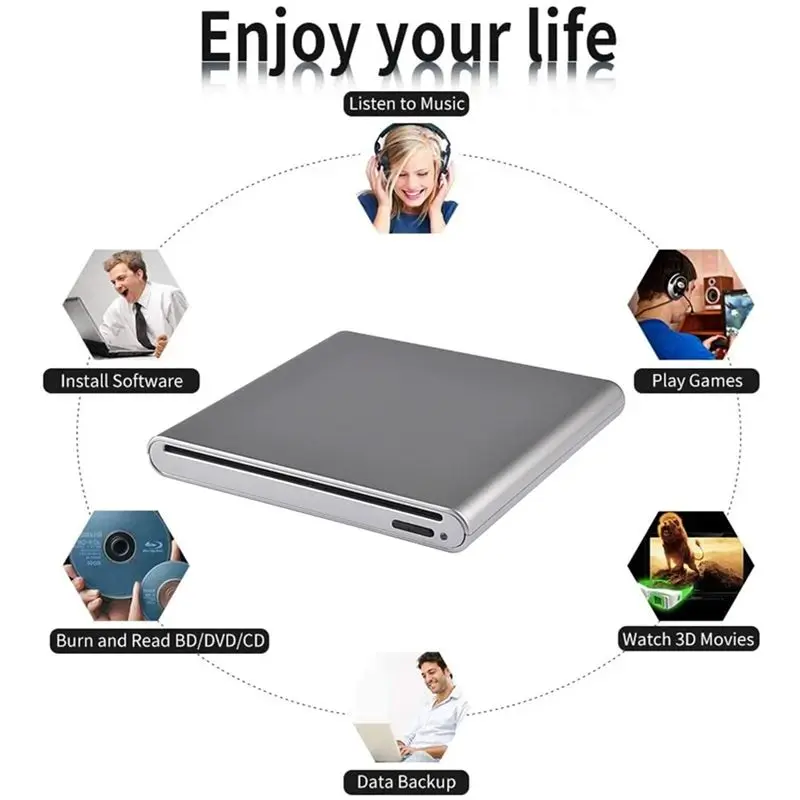 USB 3.0 Suction External Optical Drive High-Speed Data Transfer BD Burner CD DVD RW For Laptop Desktop-Drive Burner-VVNB - view 4