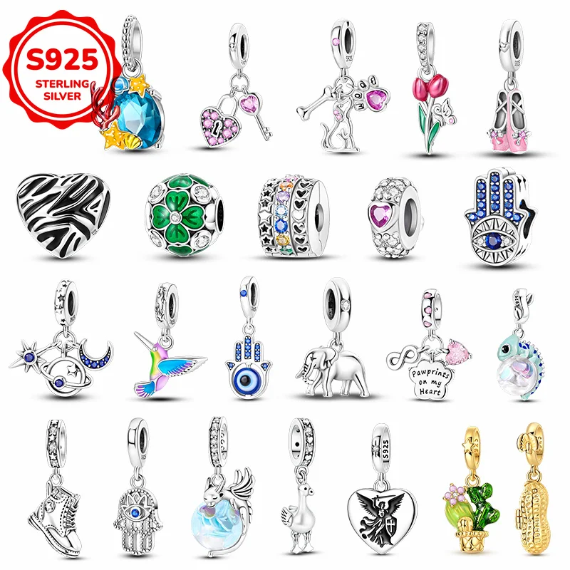Perles pendentifs en argent 925, œil magique mystérieux et chaussures de ballet tulipe, adaptées aux bracelets DIY, cadeau pour fête d'anniversaire de fille