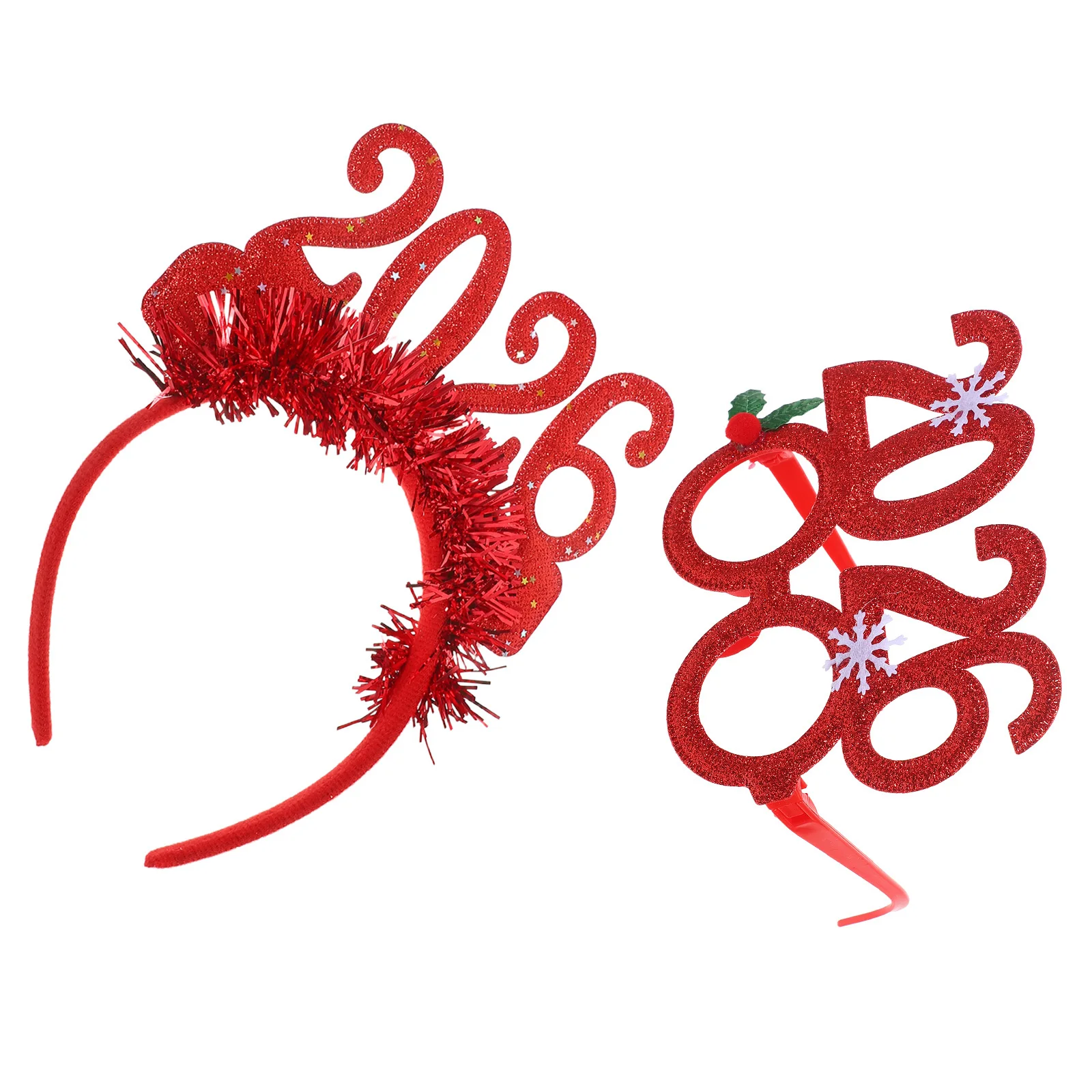 

1 set 1 Set 2026 New Year Party Headband Eyewear Festive Holiday Photo Props Sparkly Hair Hoop Decorative Headbands For Women