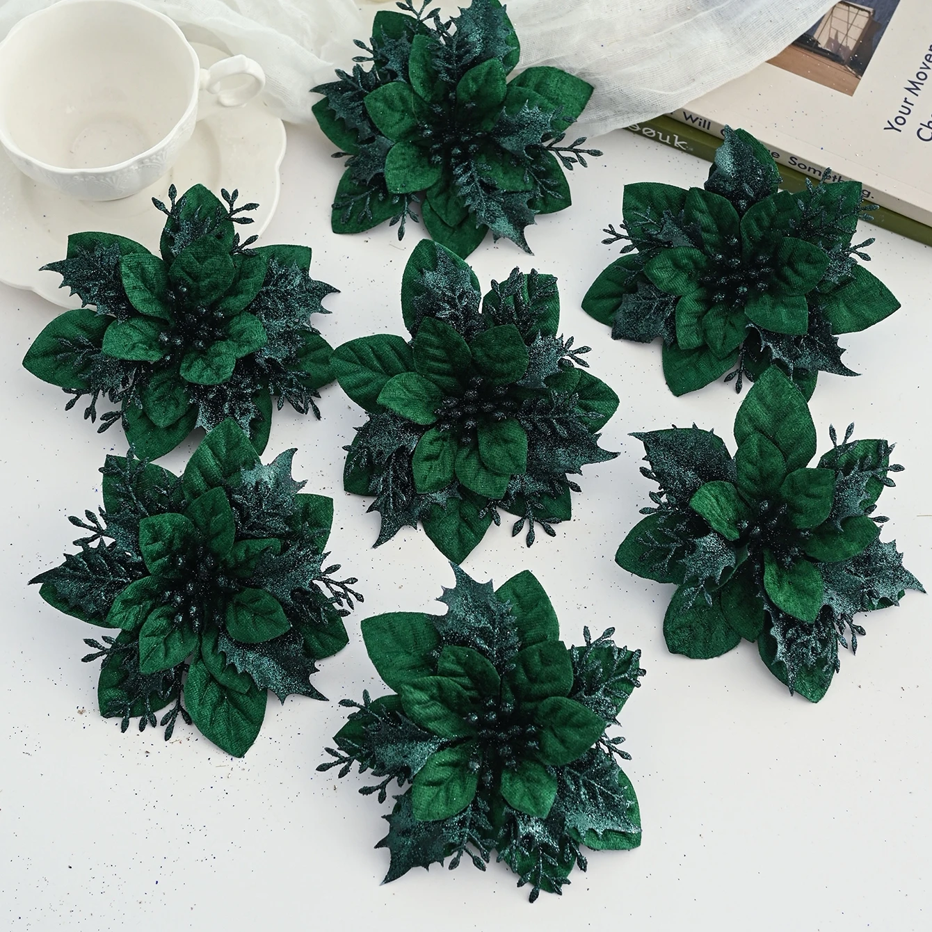 20/40 Stück Künstliche Blumen aus Samt für Hochzeit, Heimdekoration, Halloween, Weihnachtsbaum, zum Aufhängen, DIY-Süßigkeitenbox, Kunstseide, Scrapbook – Detail 3