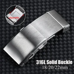 18/20/22mm 316L Solid Stainless Steel Watch Clasp Luxury Adjustable Folding Buckle Premium Metal Clasp Watch Repair Accessories