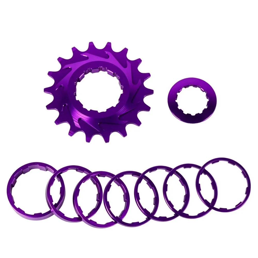 Single Speed Bike Freewheel 18T for HG Hub Aluminum Alloy 7075 Construction Anodized 80mm Diameter Black Purple