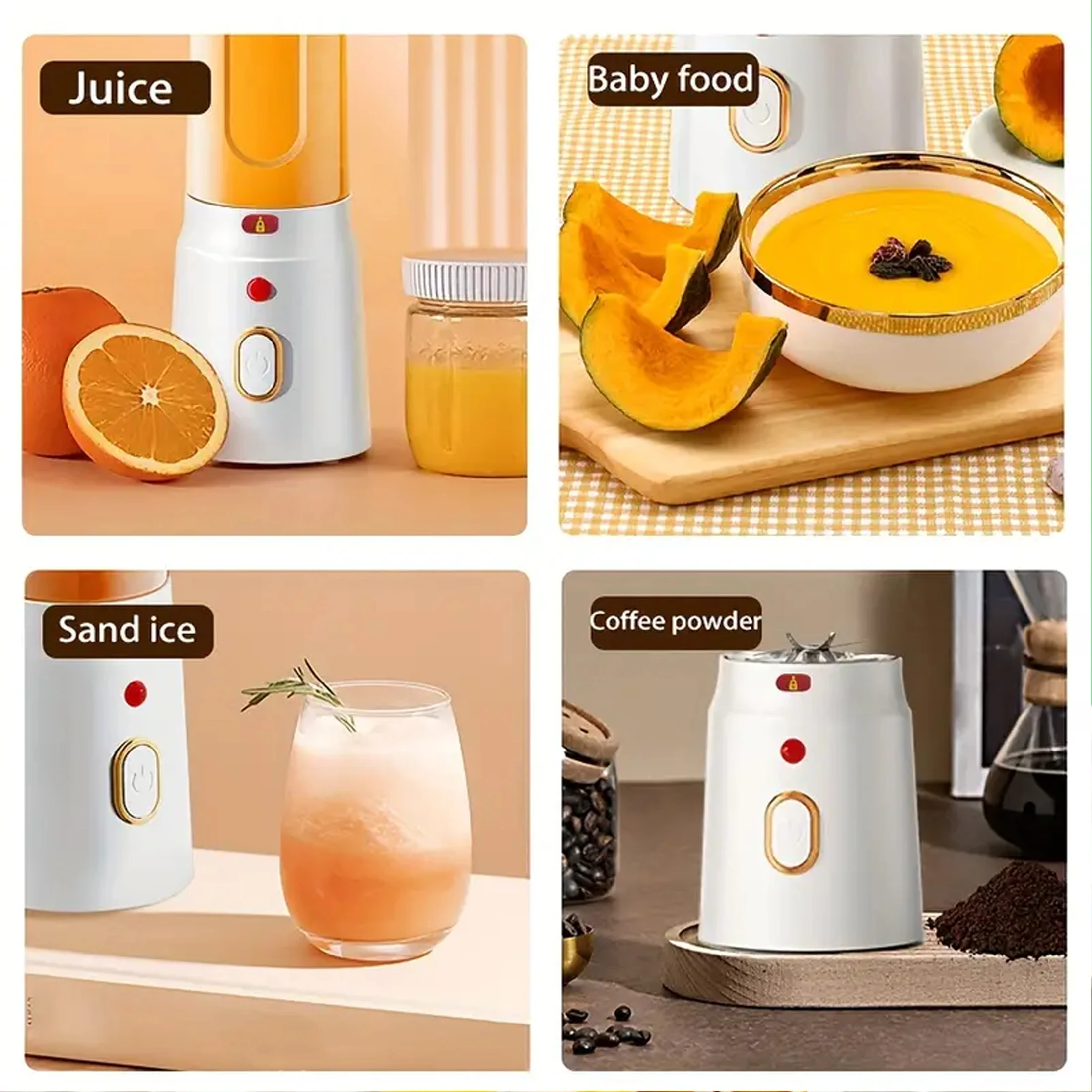 Portable Wireless Blender Electric Fruit Juicer Machine For Orange Ice Crushing 10 Blades Auxiliary Food Machine 1500mA Mixer