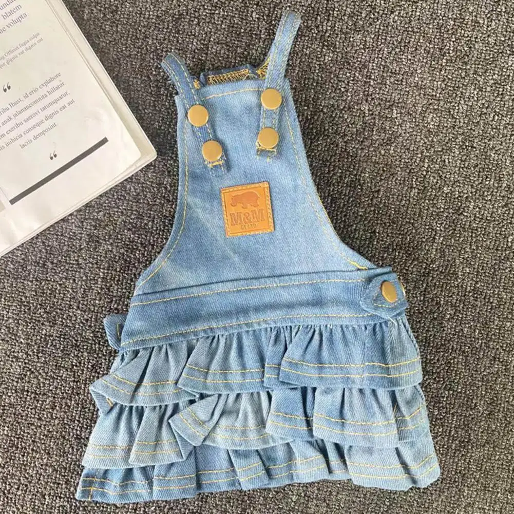 Pet Denim Jumpsuit Solid Color Cosplay Anti-fade Pet Jean Overalls Strap Dress Clothes For Teddy Small Dogs Chihuahua Yorkshire